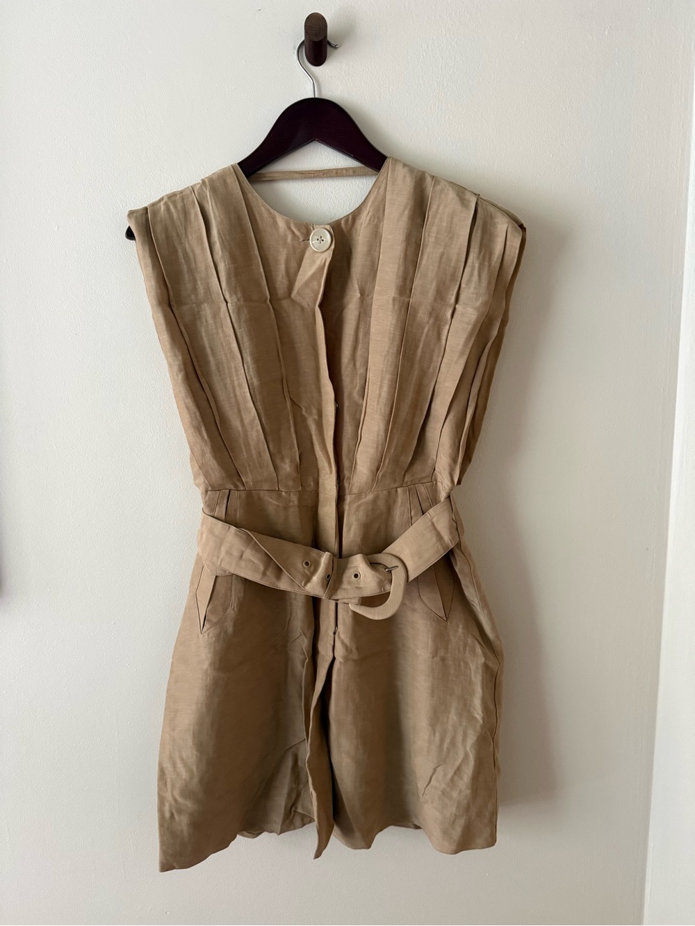 SIR the label Tan Pleated Mini Dress with Belt